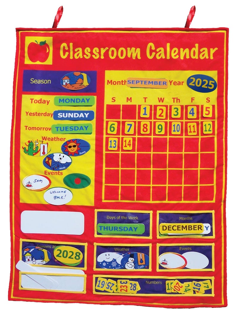 Get Ready Kids Interactive Classroom Calendar and Weather Pocket Chart â€“ 36" x 26" Hanging Toddler Calendar for Preschool, Kindergarten & Homeschool Supplies - Image 1